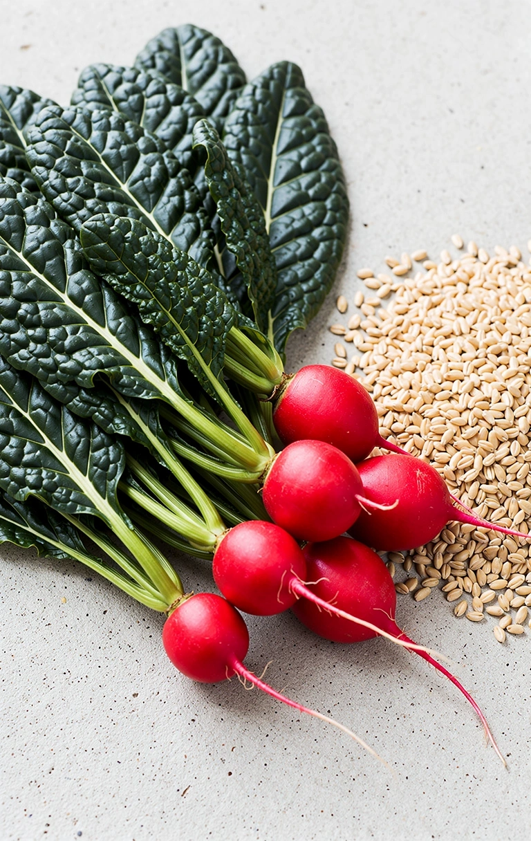Frische natürliche Lebensmittel auf Beton